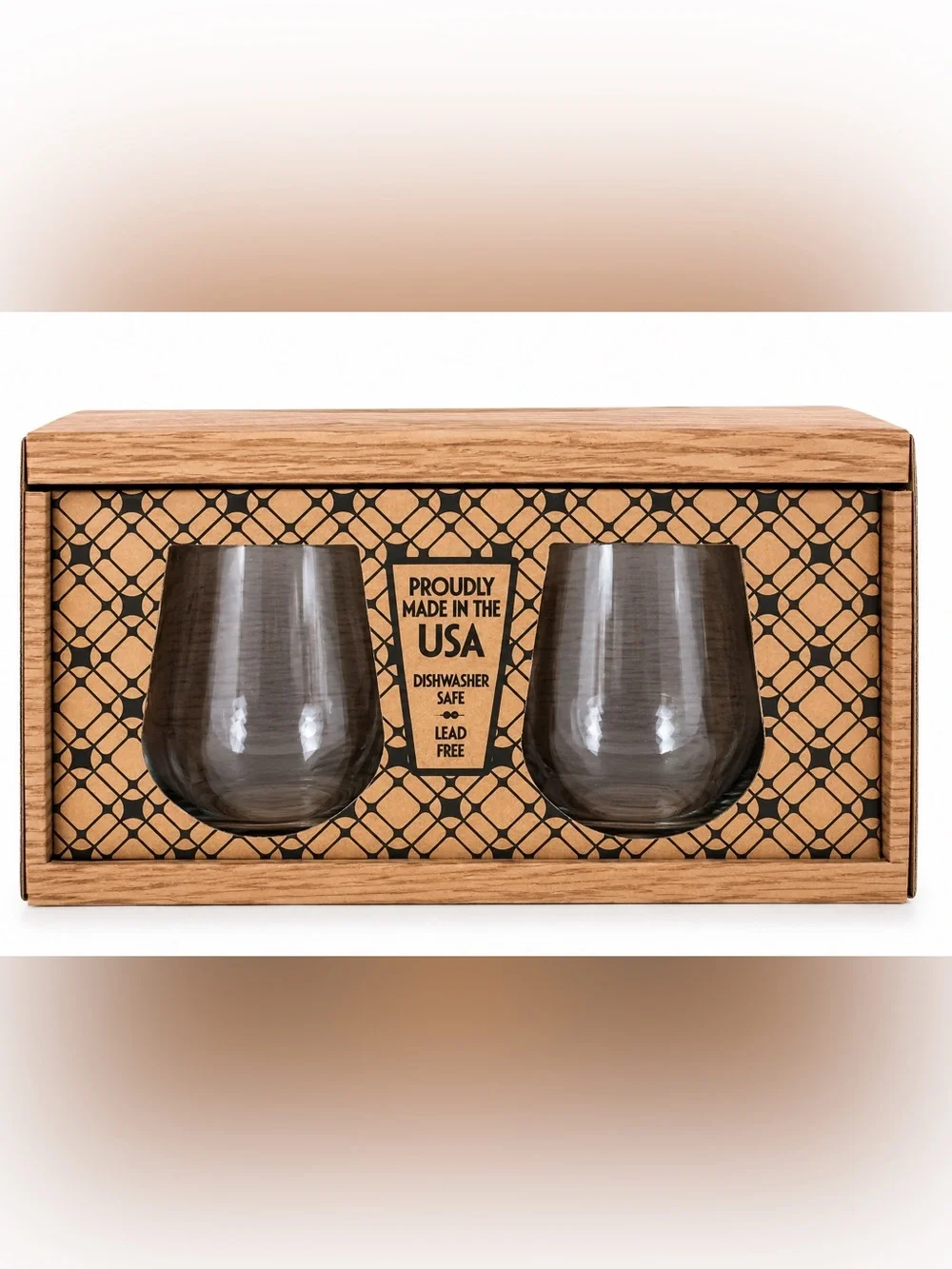 Home & Be Thankful Stemless Wine Glass Set 19 oz NIB Made in USA NEW